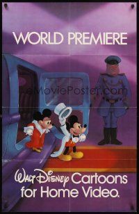 5c949 WALT DISNEY CARTOONS FOR HOME VIDEO video 1sh '82 art of Mickey & Minnie on red carpet!
