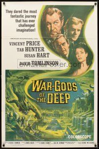 5c954 WAR-GODS OF THE DEEP 1sh '65 Vincent Price, Jacques Tourneur underwater sci-fi!
