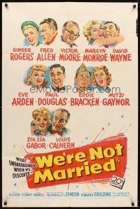5c960 WE'RE NOT MARRIED 1sh '52 artwork of Ginger Rogers, young Marilyn Monroe & nine others!