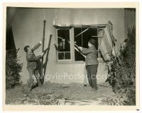 5d183 BIG BUSINESS 8x10 still '29 wacky image of Laurel & Hardy destroying house!