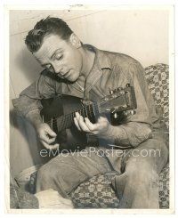 5d343 EACH DAWN I DIE 8x10 still '39 great close up of prisoner James Cagney playing guitar!