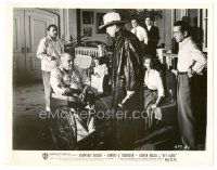 5d549 KEY LARGO 8x10 still '48 Bogart, Bacall, Robinson & others look at Barrymore in wheelchair!