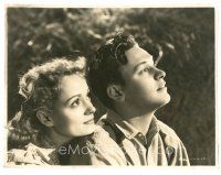 5d729 OUR TOWN 7.5x9.75 still '40 close up of young William Holden & pretty Martha Scott!