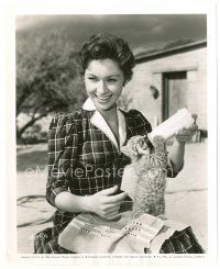 5d742 PAT CROWLEY 8x10 still '56 smiling close up while bottle feeding her baby wildcat Diablo!