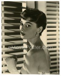5d818 SABRINA 7.5x9.5 still '54 incredible close up of beautiful Audrey Hepburn by window!
