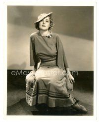 5d820 SALLY EILERS 8x10 still '30s great seated portrait in grey suede skirt & matching blouse!