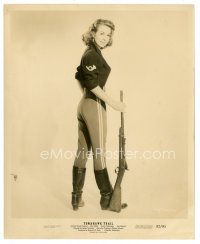 5d889 SUSAN CUMMINGS 8x10 still '57 full-length in uniform with rifle from Tomahawk Trail!