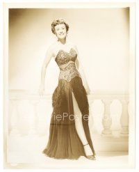 5d891 SUZANNE DALBERT 8x10 still '50s great full-length portrait in wild feathered dress!