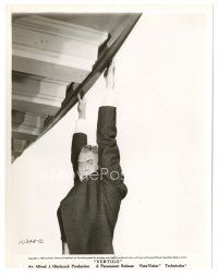 5d955 VERTIGO 8x10 still '58 Hitchcock, c/u of scared James Stewart hanging from ledge!