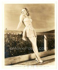 5d956 VIRGINIA DALE 8x10 still '42 full-length portrait leaning on rail in skimpy outfit!