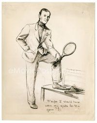 5d961 WALTER PIDGEON 8x10 still '30s drawing of him as tennis coach by his daughter Little Pidge!