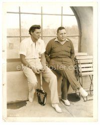 5d528 JOHNNY WEISSMULLER/CHARLES LAUGHTON 8x10 still '30s great c/u relaxing after tennis game!