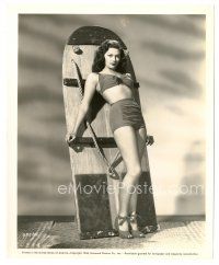 5d998 YVONNE DE CARLO 8x10 still '44 super young in sexy bikini leaning on big board!