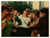5d100 REBEL WITHOUT A CAUSE color 7.25x9.75 still #10 '55 Nicholas Ray, James Dean with angry teens