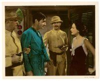 5d106 STRANGE CARGO color-glos 8x10 still '40 Clark Gable held at gunpoint looking at Joan Crawford