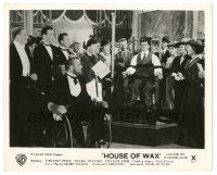 5d453 HOUSE OF WAX English FOH LC '53 Vincent Price & crowd by William Kemmler wax display!