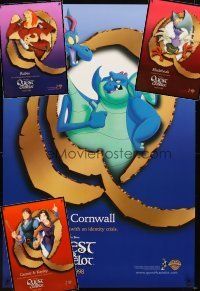 5e186 LOT OF 4 UNFOLDED TEASER ONE-SHEETS FROM QUEST FOR CAMELOT '98 great cartoon images!