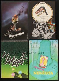 5e094 LOT OF 4 UNFOLDED CZECH POSTERS WITH GAMBLING IMAGES '80s cool art of dice, cards & more!