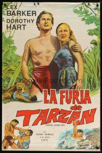 5f005 TARZAN'S SAVAGE FURY Argentinean '52 art of Lex Barker & Dorothy Hart, Edgar Rice Burroughs