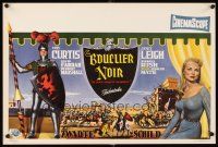 5f241 BLACK SHIELD OF FALWORTH Belgian '54 Bos art of Tony Curtis & Janet Leigh, knighthood epic!