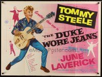 5f387 DUKE WORE JEANS British quad '58 great full-length art of Tommy Steel playing guitar!