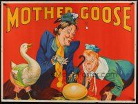 5f403 MOTHER GOOSE stage play British quad '30s cool stone litho art of mom, goose & golden egg!