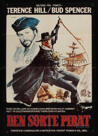 5f442 BLACKIE THE PIRATE Danish '71 cool art of Terence Hill & Bud Spencer by Renato Casaro!