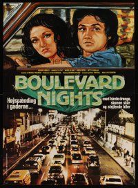5f447 BOULEVARD NIGHTS Danish '79 art of of Hispanic couple in car & image of strip!