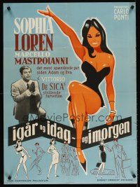 5f544 YESTERDAY, TODAY & TOMORROW Danish '63 different art of sexy Sophia Loren & Mastroianni!