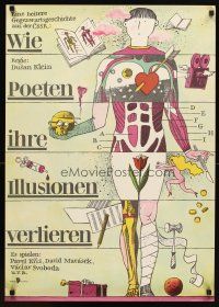 5f007 HOW POETS ARE LOSING THEIR ILLUSIONS East German 23x32 '85 wild art of dissected man!