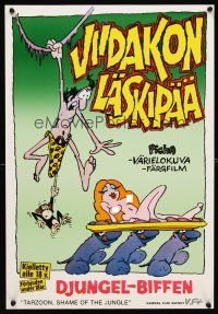 5f191 SHAME OF THE JUNGLE Finnish '78 sexy Tarzan spoof, wacky cartoon artwork!