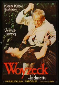 5f200 WOYZECK Finnish '79 Werner Herzog, c/u of crazed Klaus Kinski about to stab Eva Mattes!