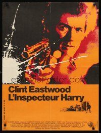 5f679 DIRTY HARRY French 23x32 '72 cool art of Clint Eastwood w/gun, Don Siegel crime classic!