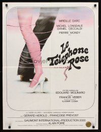 5f702 PINK TELEPHONE French 23x32 '75 Mireille Darc, cool Ferracci art of legs tangled in cord!