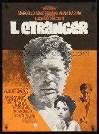 5f709 STRANGER French 23x32 '68 Luchino Visconti's Lo Straniero, art of Marcello Mastroianni!