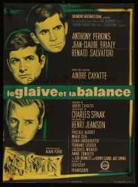 5f713 TWO ARE GUILTY French 23x32 '63 Le Glaive et la balance, Anthony Perkins, Charles Rau art!