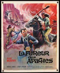 5f723 APACHE RIFLES French 15x21 '64 cool Grinsson artwork of cowboy Audie Murphy!