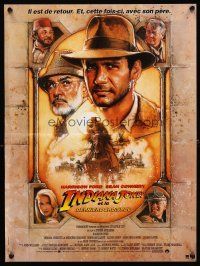 5f771 INDIANA JONES & THE LAST CRUSADE French 15x21 '89 art of Ford & Sean Connery by Drew!
