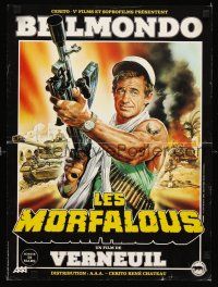 5f782 LES MORFALOUS advance French 15x21 '83 art of Jean-Paul Belmondo with machine gun by Casaro!