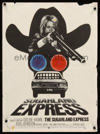 5f824 SUGARLAND EXPRESS French 15x21 '74 Steven Spielberg, Goldie Hawn, cool different Basha art!
