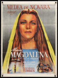 5f032 MARIA MAGDALENA Mexican poster '46 cool Cabral art of Medea de Novara in title role!