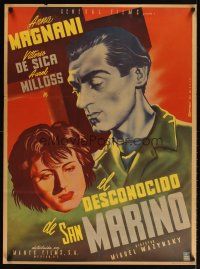 5f035 UNKNOWN MEN OF SAN MARINO Mexican poster '46 Satora art of Anna Magnani & Vittorio De Sica!