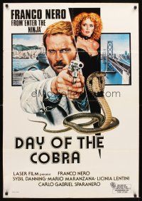 5f022 DAY OF THE COBRA South African '80 cool art of Franco Nero, sexy Sybil Danning & snake!