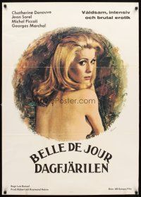 5f297 BELLE DE JOUR Swedish '67 Luis Bunuel, close up of sexy Catherine Deneuve!