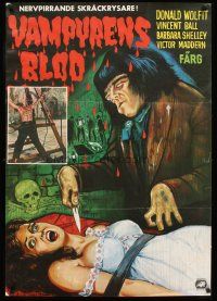5f300 BLOOD OF THE VAMPIRE Swedish '69 begins where Dracula left off, art of monster & sexy girl!