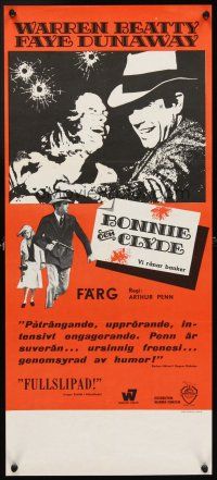 5f345 BONNIE & CLYDE Swedish stolpe '67 notorious crime duo Warren Beatty & Faye Dunaway!