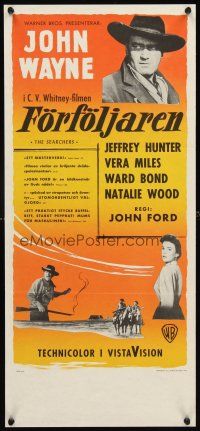5f356 SEARCHERS Swedish stolpe '56 John Wayne in Monument Valley, John Ford classic!