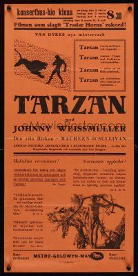 5f360 TARZAN THE APE MAN Swedish stolpe '32 Johnny Weismuller & Maureen O'Sullivan!