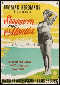 5f334 SUMMER WITH MONIKA Swedish R62 Ingmar Bergman, great image of Harriet Andersson!
