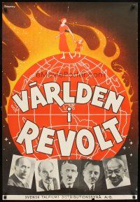 5f340 WORLD IN REVOLT Swedish '36 Rohman art of burning earth, Hitler, Ghandi, Lenin & more!